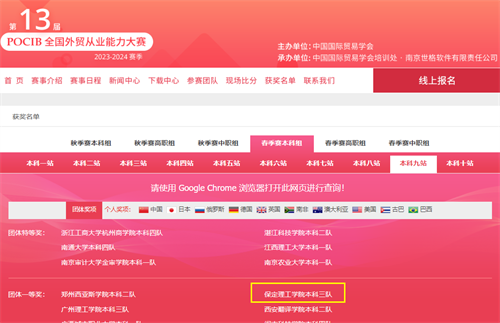 我校四支隊伍榮獲第十三屆POCIB全國外貿從業能力大賽團體一等獎