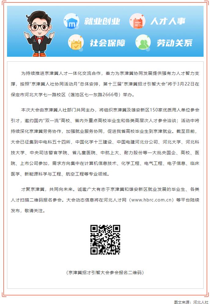 【招聘信息】3月22日啟動！第十三屆“京津冀招才引智大會”來了