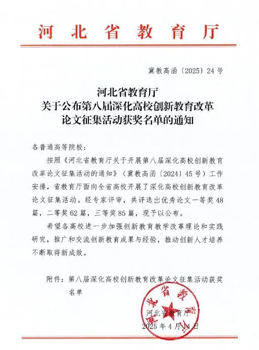 【喜訊盈門，榮耀綻放】我院教師在河北省深化高校創新教育改革論文征集活動中喜獲佳績